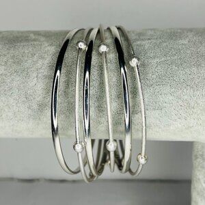 Set Of Silver-toned Bangle Bracelet